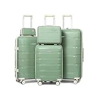 joyway lot de 3 valises de voyage légères et rigides avec serrure tsa, valise avec roulettes pivotantes pour femme, vert matcha., 5-piece(7/14/20/24/28