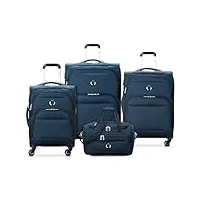 delsey paris sky max 2.0 softside valise extensible à roulettes pivotantes, bleu, 4 piece set w/duffel, sky max 2.0 softside bagage extensible avec roulettes pivotantes