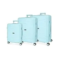 movom dimension jeu de valises bleu 55/66/75 cm rigide polypropylène fermeture tsa 78l 11,3 kg 4 roues doubles bagages à main, bleu, jeu de valises