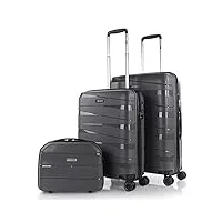 jaslen - set de valises rigides 4 roulettes - valise grande taille, valise soute avion, bagages pour voyages, lot de valises à roulette. fabriquées en pp matériau résistant 161315b, brun métallique