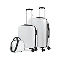 itaca - set valise rigide, lot de valises soute avion 4 roulettes - sets de bagages, valise à roulette en soldes pour voyages. lot valise: ensemble pour voyages élégants 702600b, blanc