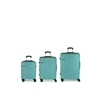 lot de valises ouvertes rigides (cabine, moyenne et grande) d'une capacité de 225 l, turquoise, jeux de valises