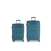 lot de valises (moyennes et grandes) extensibles akane rigides d'une capacité de 183 l, turquoise, jeux de valises
