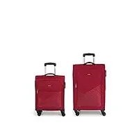 ensemble de valises (cabine et moyenne) lisbonne souple d'une capacité de 108 l, rouge, jeux de valises