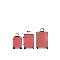 lot de valises ouvertes rigides (cabine, moyenne et grande) d'une capacité de 225 l, corail, jeux de valises