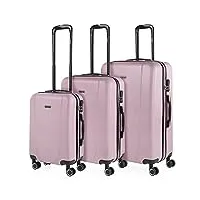 itaca - valises. lot de valise rigides 4 roulettes - valise grande taille, valise soute avion, bagages pour voyages.ensemble valise voyage. verrouillage à combinaison 71100, rose