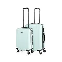 itaca - valises. lot de valise rigides 4 roulettes - valise grande taille, valise soute avion, bagages pour voyages.ensemble valise voyage. verrouillage à combinaison 71115, vert menthe
