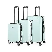 itaca - valises. lot de valise rigides 4 roulettes - valise grande taille, valise soute avion, bagages pour voyages.ensemble valise voyage. verrouillage à combinaison 71100, vert menthe