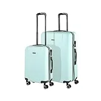 itaca - valises. lot de valise rigides 4 roulettes - valise grande taille, valise soute avion, bagages pour voyages.ensemble valise voyage. verrouillage à combinaison 71117, vert menthe
