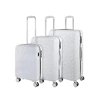 lois - valises. lot de valise rigides 4 roulettes - valise grande taille, valise soute avion, bagages pour voyages.ensemble valise voyage. verrouillage à combinaison 171100, blanc