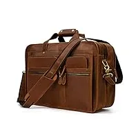 porte-documents en cuir vintage pour homme avec poches sur valise d'affaires sacs pour ordinateur portable en cuir fou (a, taille unique)