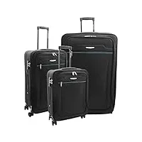 a1 fashion goods valises à 4 roues ultra légères et souples avec serrure à chiffres extensibles, noir , full set of 3 sizes, valise