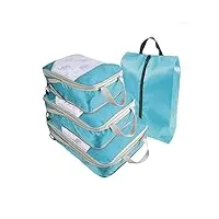 obeet 4 pcs set voyage sac de rangement portable bagages valise organisateur pochette extensible emballage mesh bags-total 4pcs set,sky blue