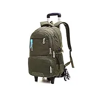 sac à dos à roulettes sac à roulettes, sac étudiant détachable, sac de voyage en nylon léger et imperméable, valise d'apprentissage en plein air (color : green, size : 34 * 17 * 49cm)