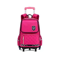 sac à dos à roulettes pour étudiant, sac à dos scolaire à roulettes pour enfants, valise en nylon de voyage en plein air détachable imperméable et portable (color : rose, size : 32 * 15 * 43cm)