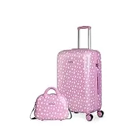 itaca - set valise rigide, lot de valises soute avion 4 roulettes - sets de bagages, valise à roulette en soldes pour voyages. lot valise: ensemble pour voyages élégants 702460b, rose