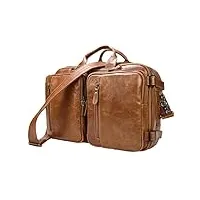 sacoche pour homme en cuir véritable 15" - multifonctionnel - double couche, marron., valise