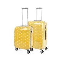 skpat - set valise rigide, lot de valises soute avion 4 roulettes - sets de bagages, valise à roulette en soldes pour voyages. lot valise: ensemble pour voyages élégants 66400, jaune