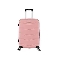 trolley adc - valise moyenne soute 65x41x26 cm - rigide, légère 3 kg - 65 litres - 4 doubles roues silencieuses - maniable, pratique et Étanche - collection wall - rose gold