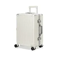 anyzip valise cabine 38x23x54cm valise rigide 4 roues valise voyage pc abs bagage avec cadre en aluminium valise trolley avec et serrure tsa,pas de zip （blanc,m）