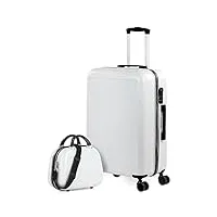 itaca - set valise rigide, lot de valises soute avion 4 roulettes - sets de bagages, valise à roulette en soldes pour voyages. lot valise: ensemble pour voyages élégants 702660b, blanc