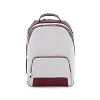 scharlau nielsen sac à dos en cuir de vachette de qualité supérieure pour ordinateur portable 15,6", bordeaux et blanc, m