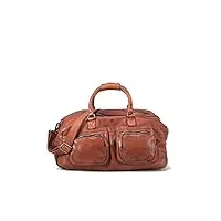 biba | valise de voyage pour homme de cuir véritable, sac de voyage heritage stuart stu1l, manche courte et sangle longue, fermeture zippée, cuir de bovin légitime, couleur cuir