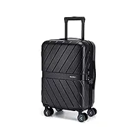 bagsmart bagage à main approuvé par les compagnies aériennes, valise légère de 50,8 cm, bagage à coque rigide avec roues rotatives, valise à roulettes 100 % pc pour homme et femme, gris argenté, noir,