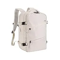 homiee sac à dos cabine de voyage avion, imperméable pour 15,6" ordinateur portable, antivol avec port de charge usb, bagage à main femme & homme, blanc