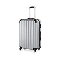 valise rigide xl argent 4 roues 360° bagage poignée télescopique plastique abs cadenas à combinaison malle voyage