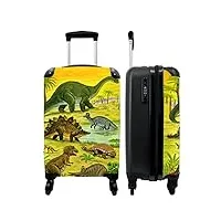 noboringsuitcases.com® valise cabine enfant garcon bagages cabine voyage cadeau - dinosaure - animaux - jaune - 55x35x20cm