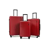ginzatravel set de 3 valise rigide en abs bagage 4 roulettes pivotantes valises avec serrure tsa sacs à main pour le voyage set3(56cm 68cm 78cm) rouge