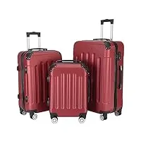 lot de 3 valises trolley 20/24/28 pouces valise diverses couleurs au choix (rouge)