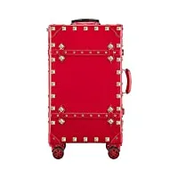 olotu grand bagage de cabine de voyage antique en cuir, bagage extensible rigide avec roulettes légères et résistantes