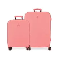 enso annie set de valises orange 55/70 cm abs rigide fermeture tsa intégrée 116l 7.54 kg 4 double roues bagage à main