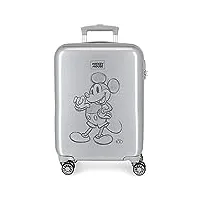 disney mickey 100 valise cabine grise 37x55x20 cm abs rigide serrure latérale à combinaison 34l 2 kgs 4 doubles roues bagage à main