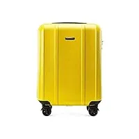 wittchen classic line valise élégante en polycarbonate robuste avec gravure verticale serrure tsa, jaune, kosmetikkoffer, moderne