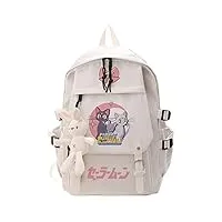 sdfsdfsd sac à dos anime sailor moon en nylon blanc, style urbain, grande capacité, blanc-1, taille unique
