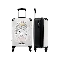 noboringsuitcases.com® valise chariot à bagages à main princesse - cœurs - fleurs - couronne - fille bagage cabine imprimé 55x35x25 cm valise de voyage - trolley
