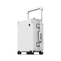 somode la series valise de cabine à poignée large de 50,8 cm, coque rigide avec cadre en aluminium, roues pivotantes à faible bruit et serrure tsa, bagage à main de voyage d'affaires, blanc nacré,