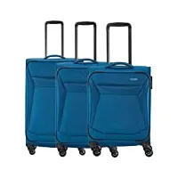 travelite set de valises 4 roues à coque souple, tailles l/m/s, série chios set de trolleys au look intemporel, bagage à main répondant aux normes iata pour les bagages à bord