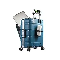 wyjzalll 20inch tsa locks cabin suitcase, trolley case with front computer compartment and 4 spinner wheels, multifunctional usb charging port cabin luggage (color : d, size : 50x37x22cm)