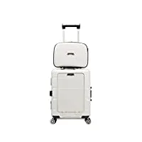 wyjzalll 20inch tsa locks cabin suitcase, trolley case with front computer compartment and 4 spinner wheels, multifunctional usb charging port cabin luggage (color : o, size : 50x37x22cm)