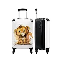 noboringsuitcases.com® valise chariot à bagages à main lion - aquarelle - marron - animaux - filles - garçons bagage cabine imprimé 55x35x25 cm valise de voyage - trolley