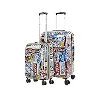 skpat - set valise rigide, lot de valises soute avion 4 roulettes - sets de bagages, valise à roulette en soldes pour voyages. lot valise: ensemble pour voyages élégants 132400, noir
