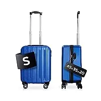 ds-lux valise de voyage rigide de qualité supérieure - valise à roulettes - en plastique abs - avec serrure tsa - 4 roulettes (s-m-l), bleu, s, livré avec roulettes pivotantes