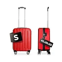 ds-lux valise de voyage rigide de qualité supérieure - en plastique abs - avec serrure tsa - 4 roulettes (s-m-l), rouge, s, livré avec roulettes pivotantes