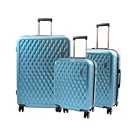 a1 fashion goods valise légère à 8 roues rigide de qualité supérieure bleu, bleu, set of 3 | cabin+ medium+ large, hradside bagages à roulettes