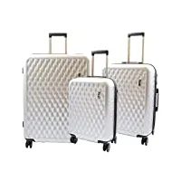 a1 fashion goods valise légère à 8 roues rigide de qualité supérieure - argenté, argenté., set of 3 | cabin+ medium+ large, hradside bagages à roulettes