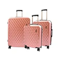 a1 fashion goods valise légère à 8 roues rigide de qualité supérieure - or rose, rose gold, set of 3 | cabin+ medium+ large, hradside bagages à roulettes